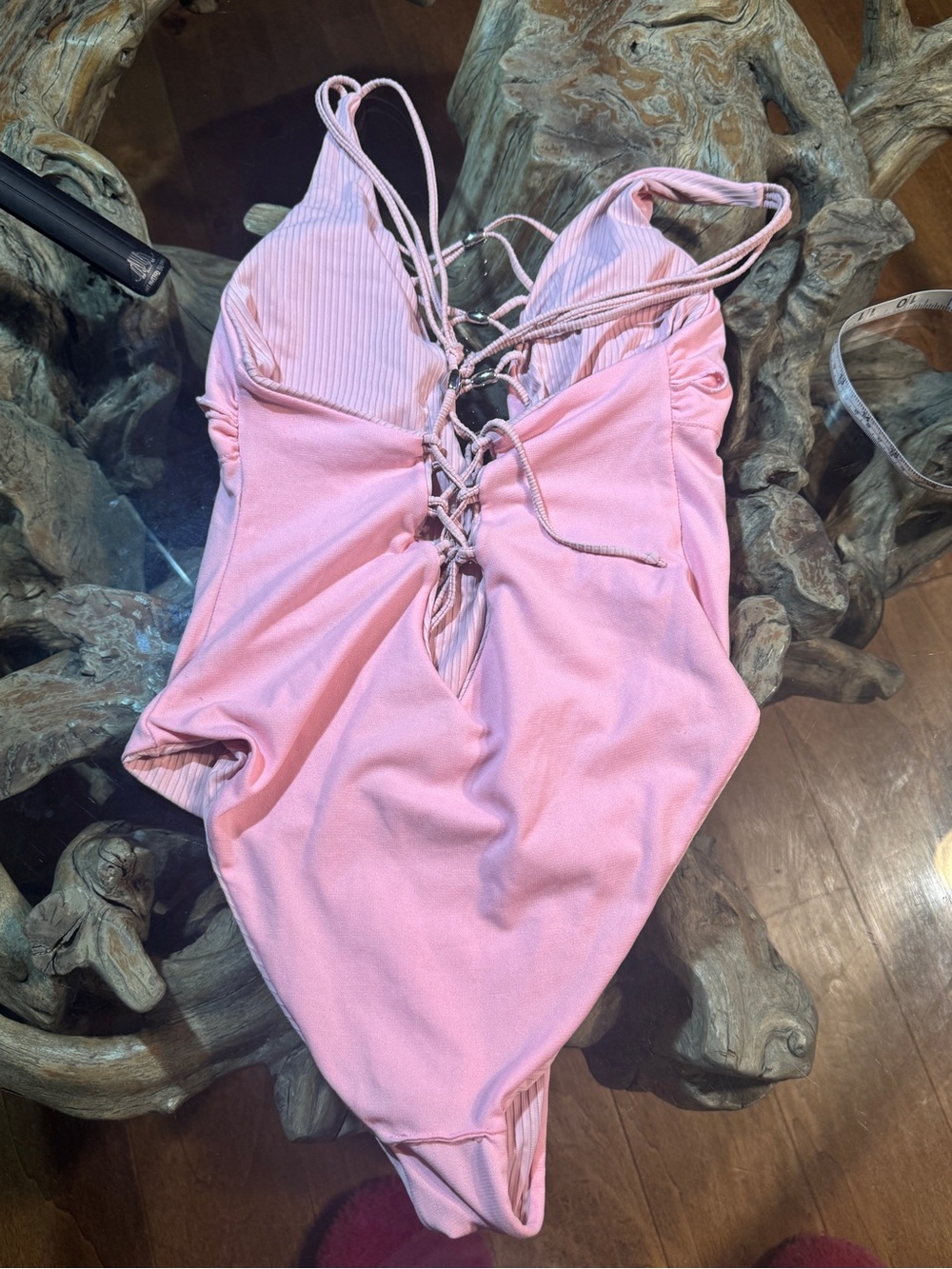 Pink Ribbed One-Piece Swimsuit - Picture 5 of 6